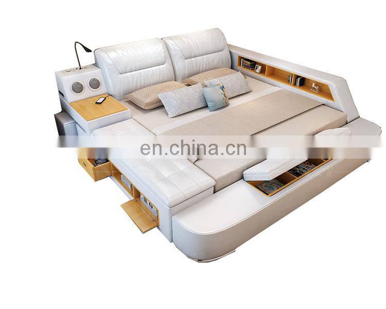 Home modern furniture classic design wooden leather bed
