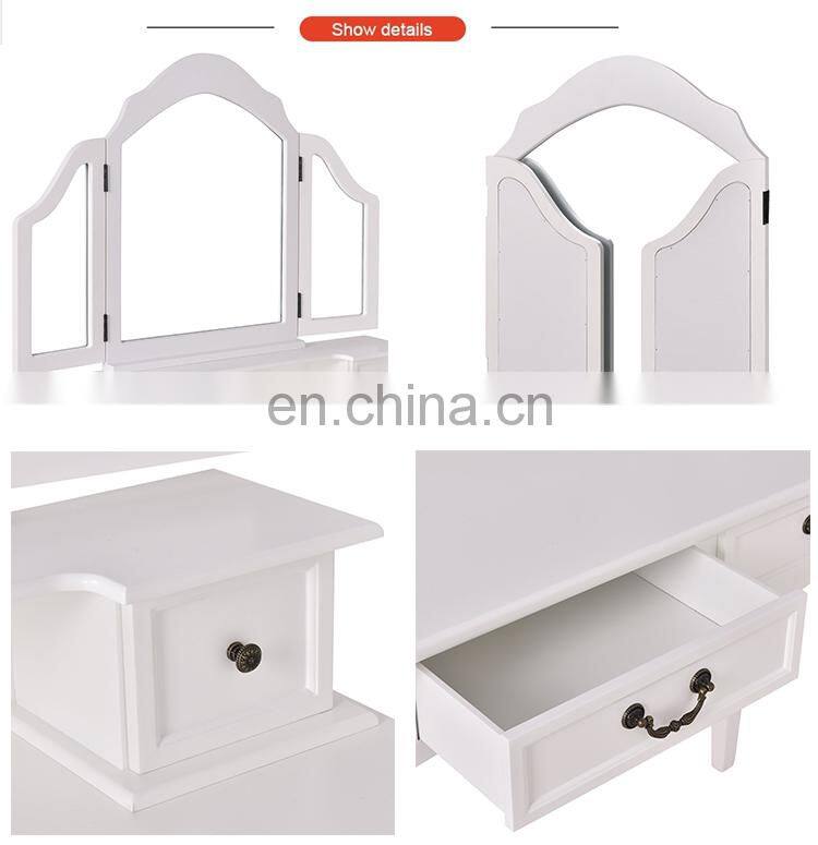Furniture Makeup Vanity Table White Dressing Table And Stool For Girls Women Bedroom White