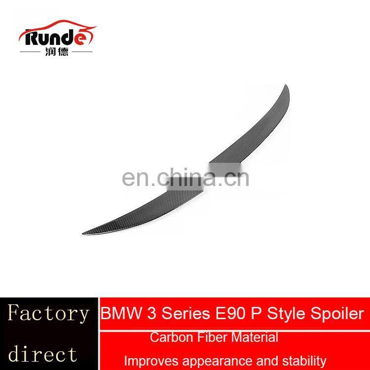 Runde Brilliant Quality Hot Sale P Style Auto Carbon Fiber rear Spoiler for 2005-2012 BMW 3 Series E90 Spoiler