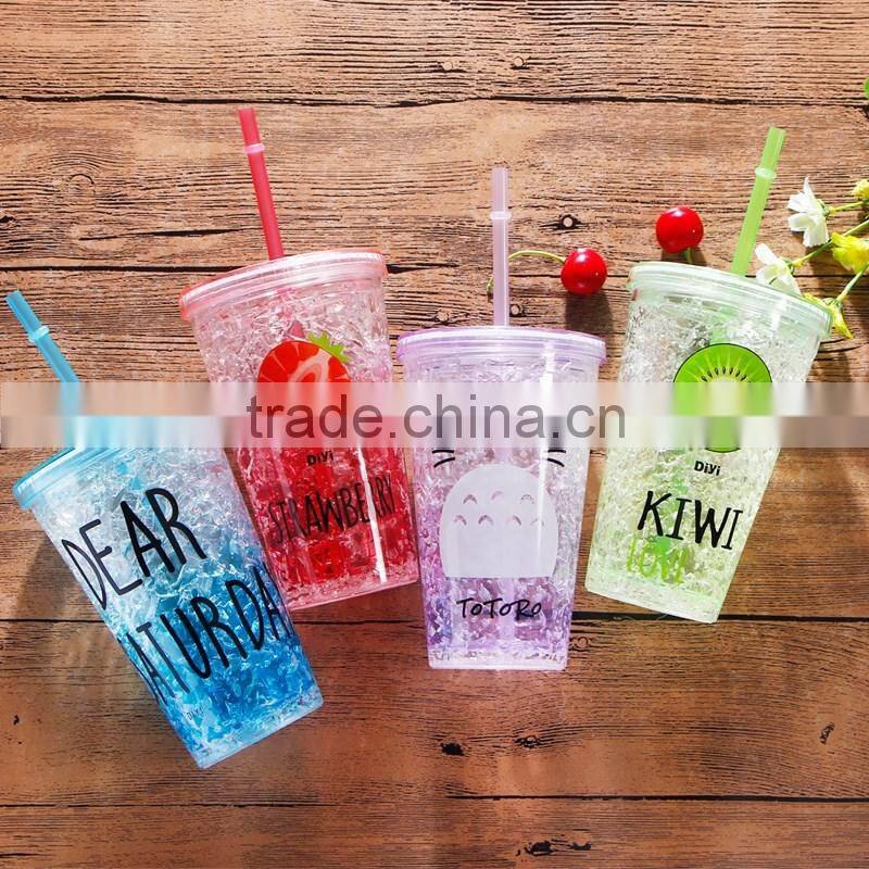 Plastic Tumbler Cup with Lid and Straw
