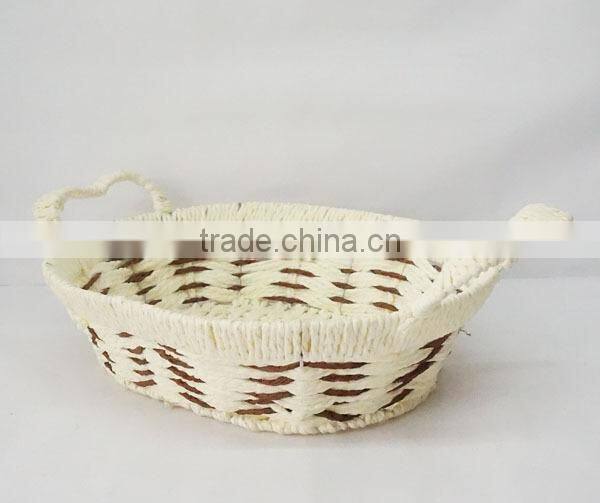 handmade oval paper rope storage basket