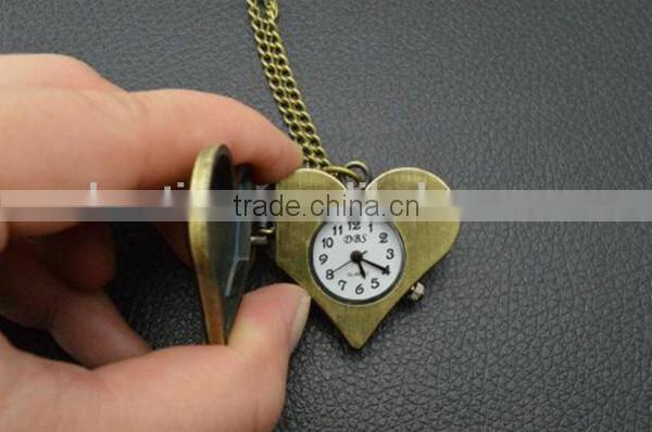Retro necklace watch happy branded and heart shape necklace watch quartz necklace watch