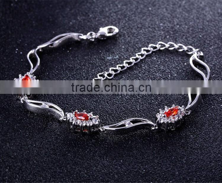 Casual Style Jewelry Fashion Flower Charms Platinum Plated Brass Jewelry Bracelet