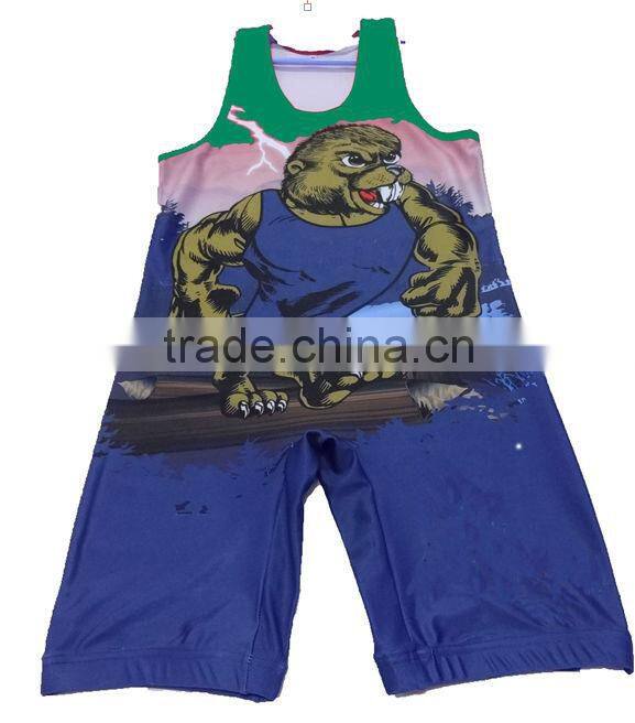 Custom fashion full sublimation wrestling singlet on sale