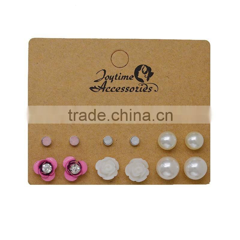 9 Pairs Small Cute Simple White Tone Design Post Stud Earrings Set for Girls Kids