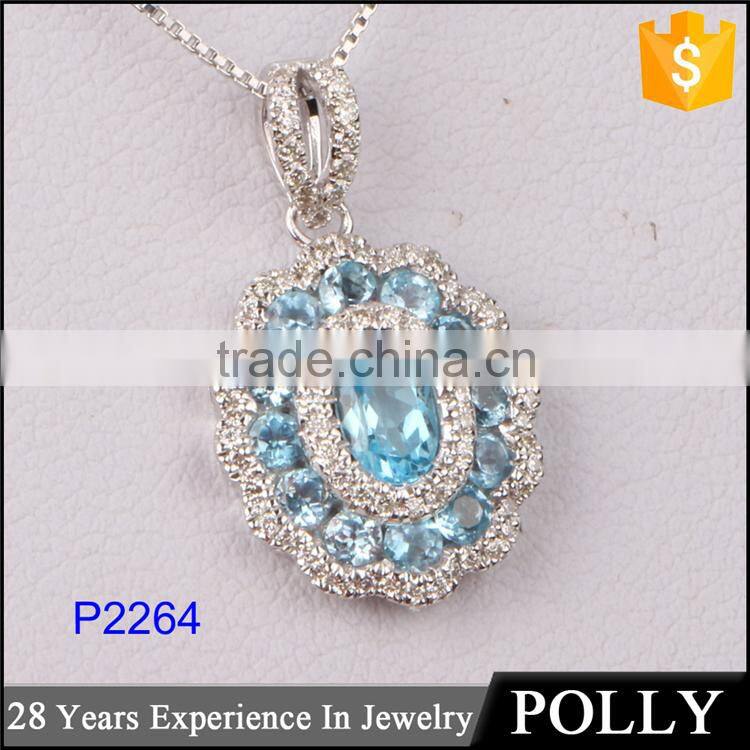 2015 New design pave setting tourmaline 18k gold pendant necklace