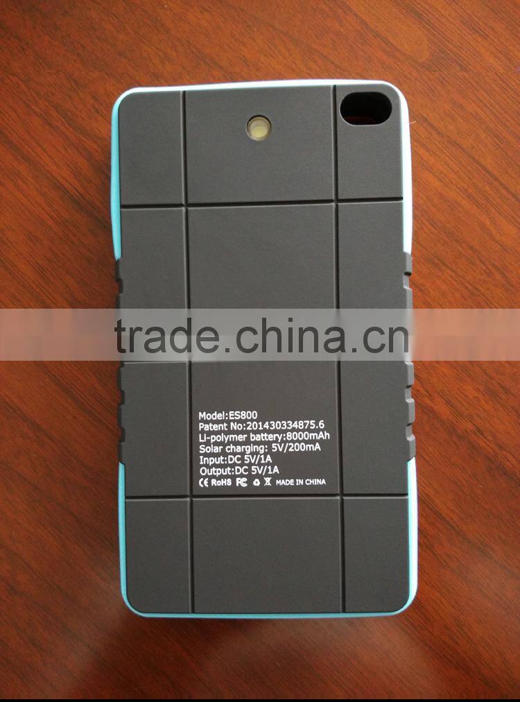 2016 factory supply super capacity solar charger 8000mah,solar mobile phone charger, power bank solar, wholesale solar cellphone