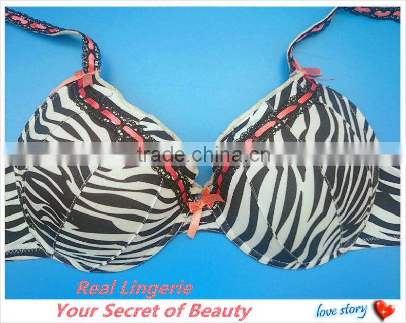 Fashion Plus Size Bra Set, Sexy Zebra Printed Microfiber
