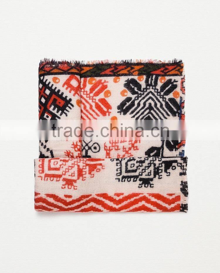Best Selling Winter Warm Soft Colorful Printed Wool Square Scarf