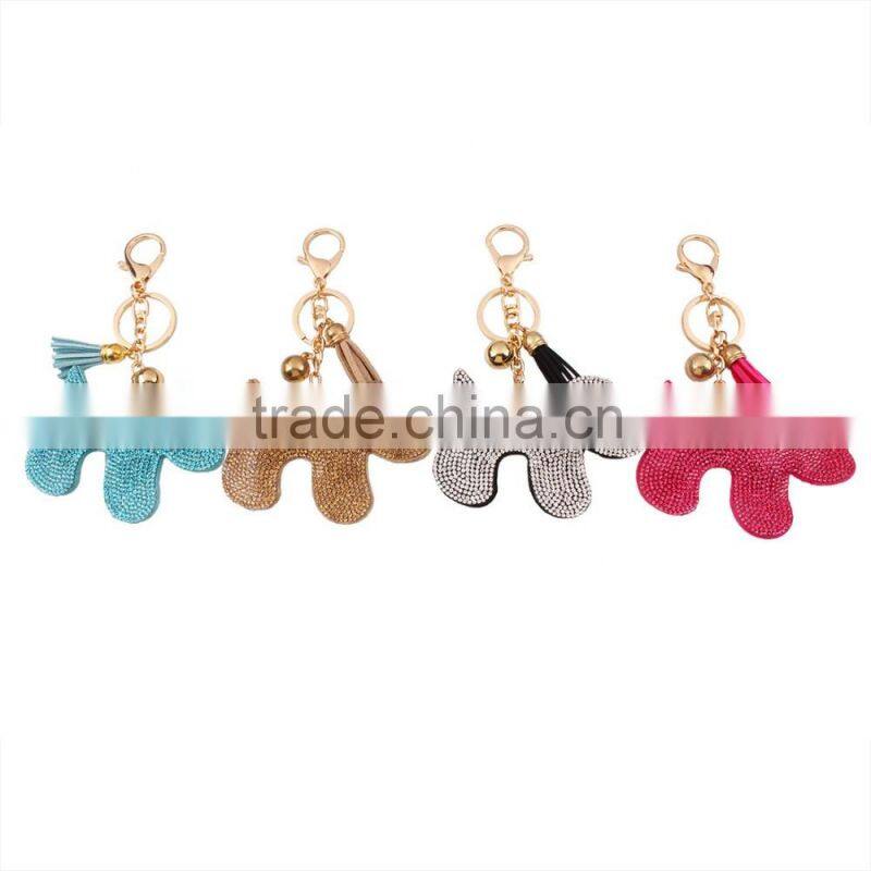 2016 Hot pink Dogs Pendant Keychain Bling Crystal Keychain Custom Wholesale 18k Gold Plated Lobster Clasp