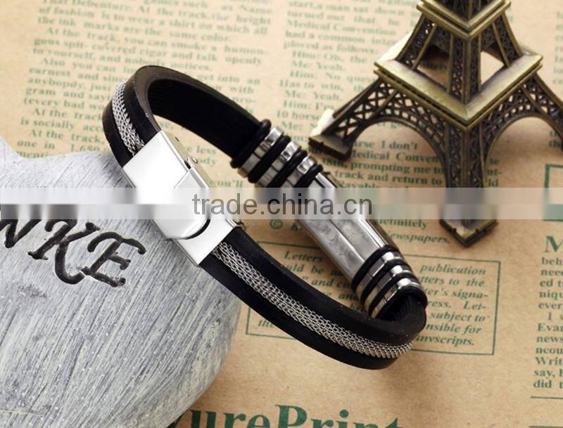 Fashion men silicone bracelet wholesale factory direct with low price
