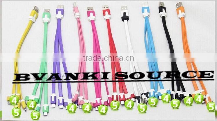 Factory supplying 3 in 1 Micro USB cable with top quality flat noodle 3 in 1 usb cable