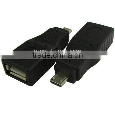 Black USB A Female to Micro USB 5 Pin Male OTG Adapter