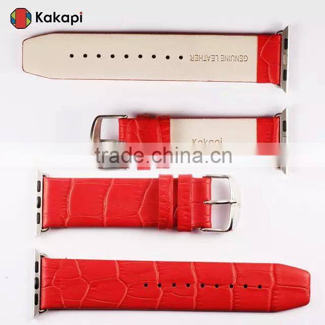 Kakapi Single Buckle Genuine Leather Watch Band Wrist Strap With Watchband Converter For 42MM Apple Watch MT-3910