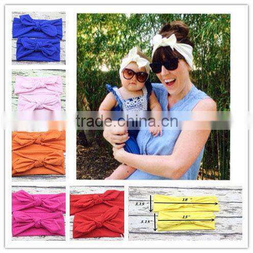 Hot-sale mommy baby knotted turban headband head wraps mommy and baby headbands for hair accessories polka dot headwear wh-1737