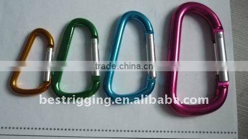 China Made Red Color Aluminum Flat Karabiner Snap Hook D type Spring Hook In Rigging Manufacturer