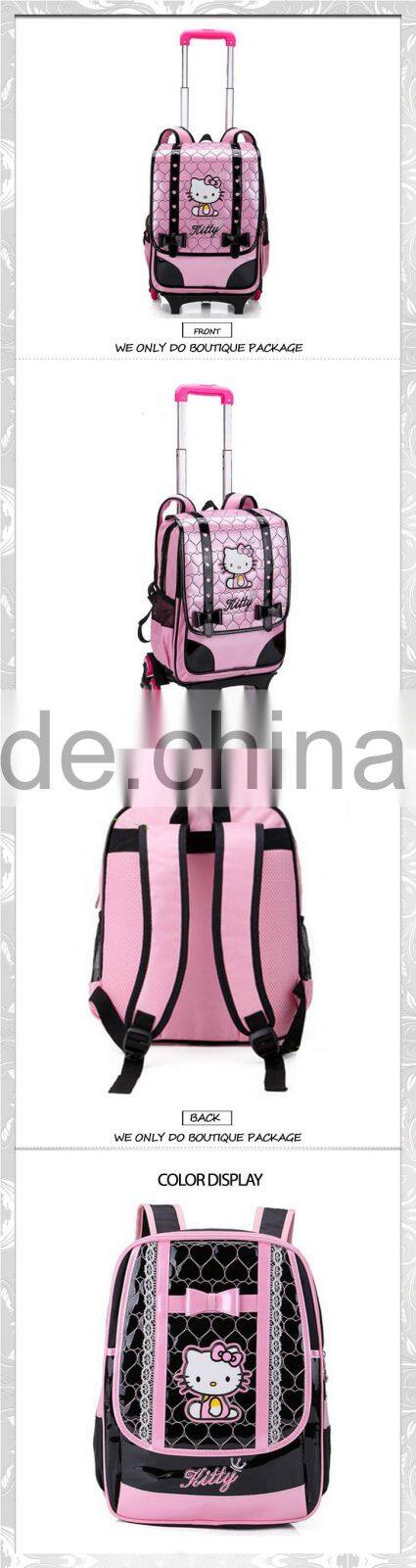 funny trolley backpack hello kitty trolley bag for school