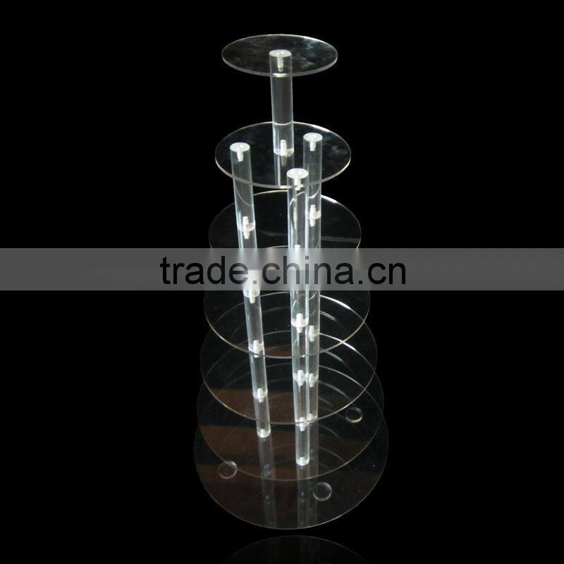 7 tiers round stabilized Acrylic cake display stand , factory direct sale acrylic cake display stand