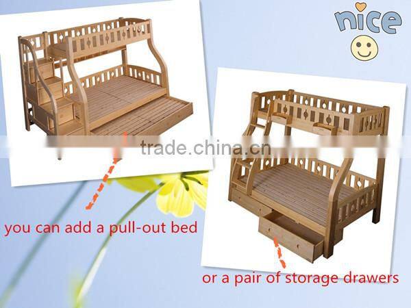 kids double deck bed of 100% solid pine wood