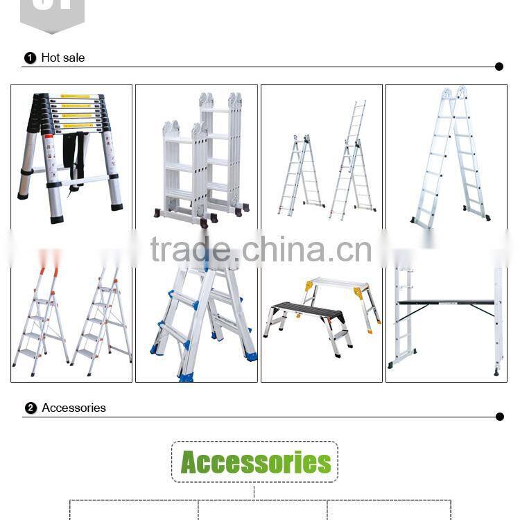 EN131-approved red color steel ladder with handrail