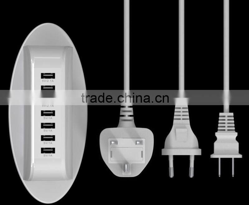 New Design 7 Port USB Charger for Mobile Phone and Tablets