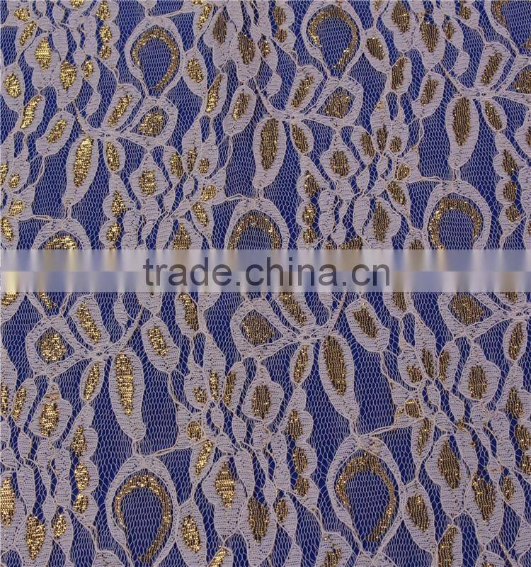 High Quality Indian metallic Lace fabric for ladies party evening dress