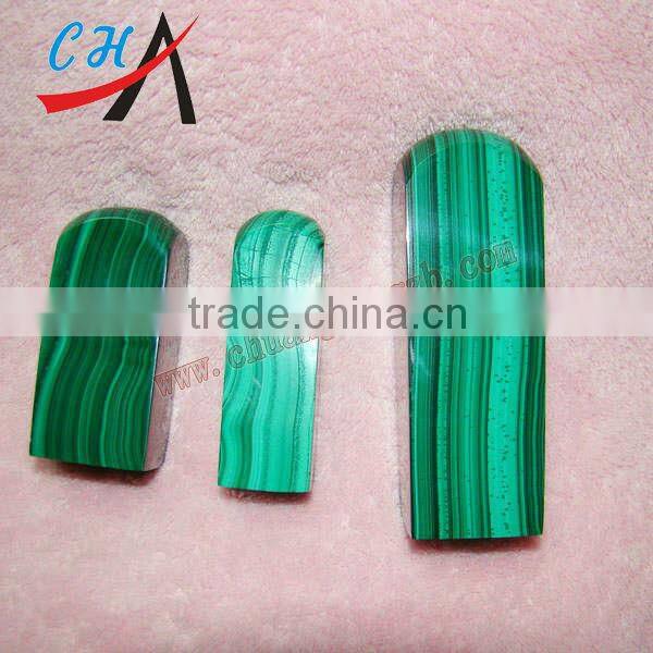 Round Fine Polished Green Malachite Gemstone Stamp
