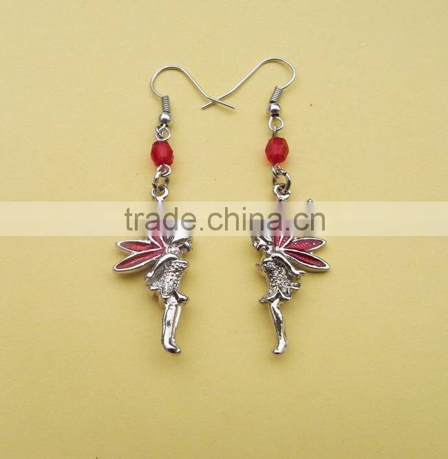 zinc alloy enamel butterfly and beaded earring shenzheng