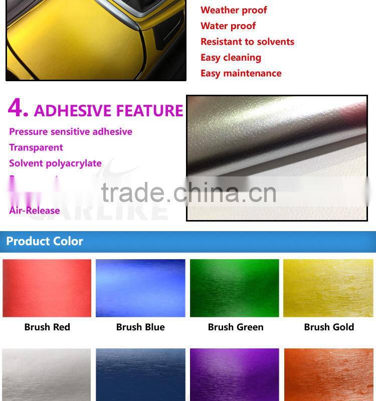 CARLIKE Factory Price Exterior Decoration Car Wrap Brushed Aluminum Foil