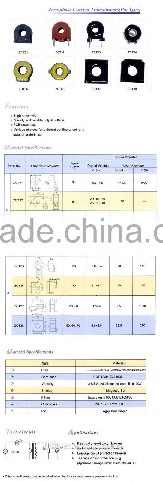 current transformer with DC immunity for energy meter, with accuracy 0.1%, 0.5%