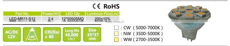 Mini MR11 2.4W 200lm led light mini spot