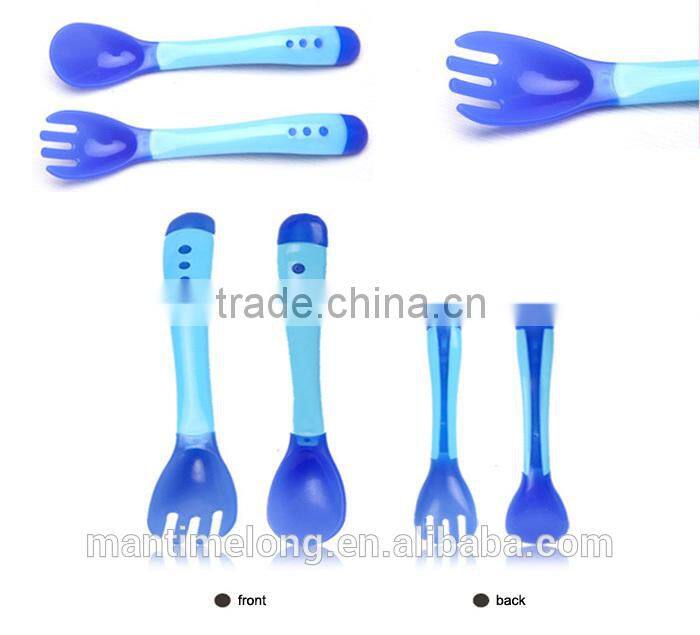 silicone baby spoon temperature sensoring spoon set baby feed tool