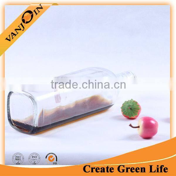 700ml large clear square shaped glass wine bottle