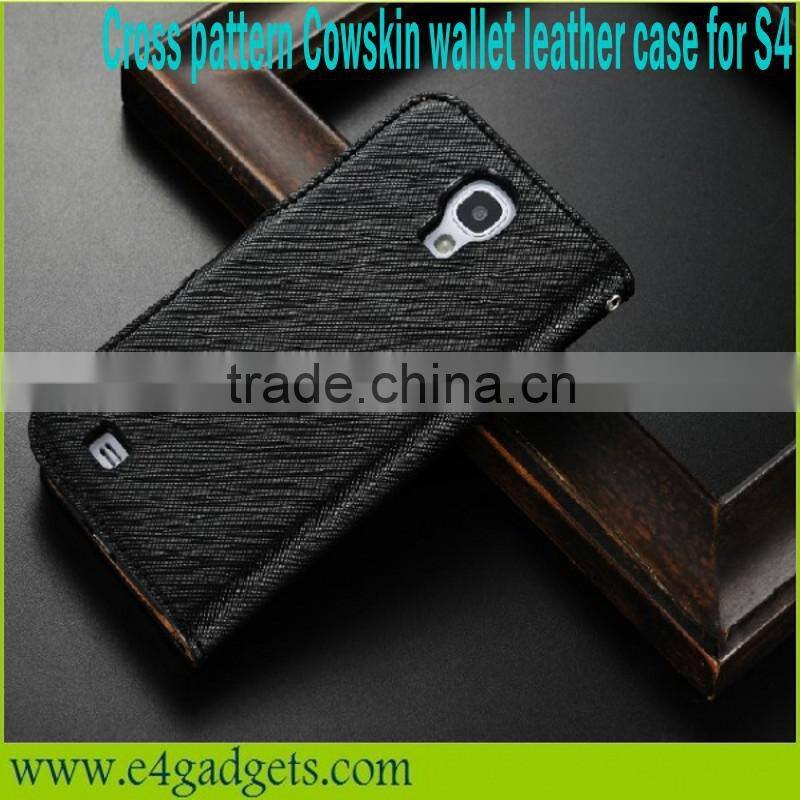 Genuine leather Cross pattern cover case for samsung galaxy s4 active i9295