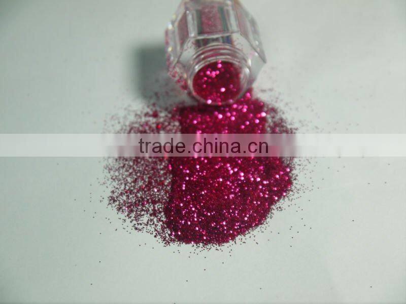 0.3mm Hexagon fuchsia glitter powder