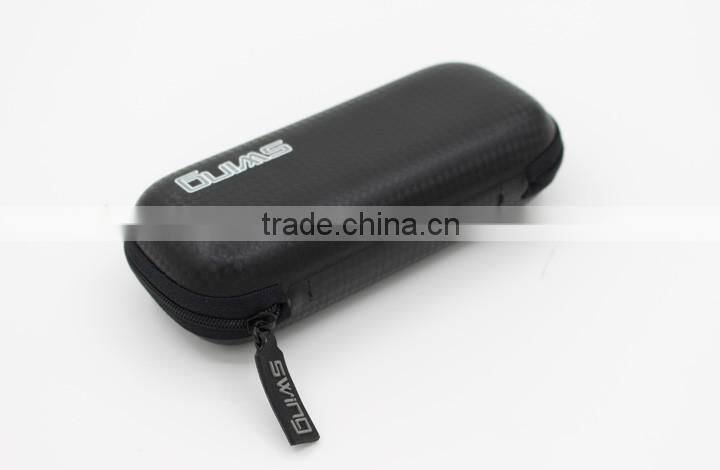 Semi hard zipper eyeglasses case black leather glasses case