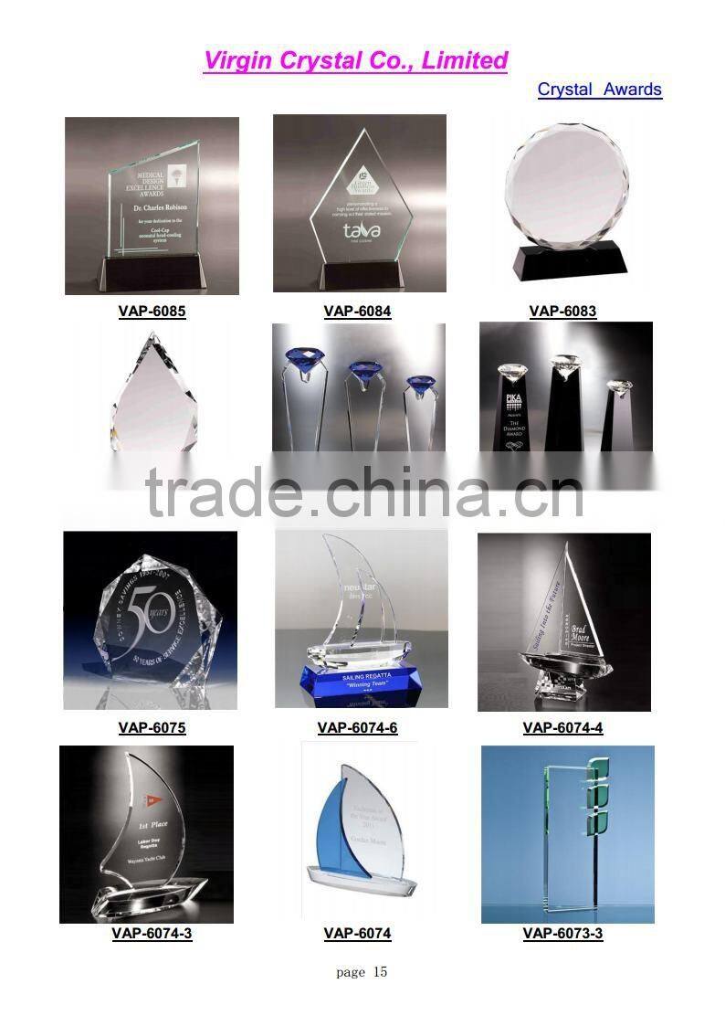 Premium blank arch crystal golf award with cobalt blue base for souvenir gift