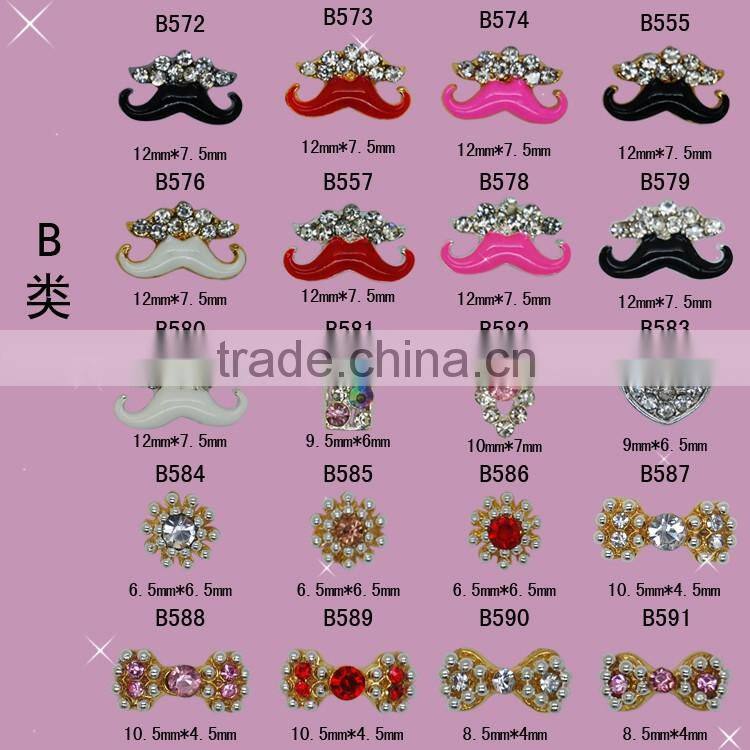 2016 fashion 3D nail art Tips decoration Alloy nail jewelry Glitter Rhinestone