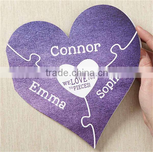 Hot sale creative heart shape handmade greeting card with envelope