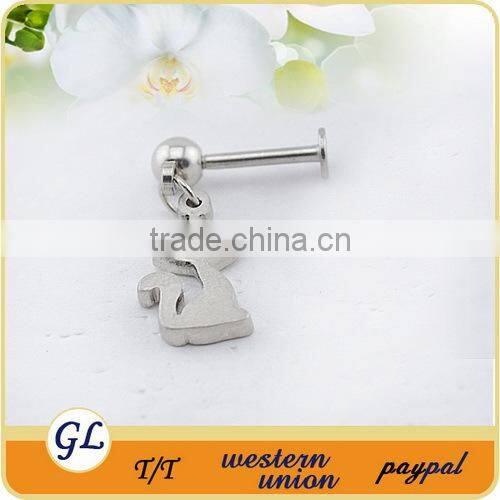 LR01135 stainless steel dangle cat lip ring