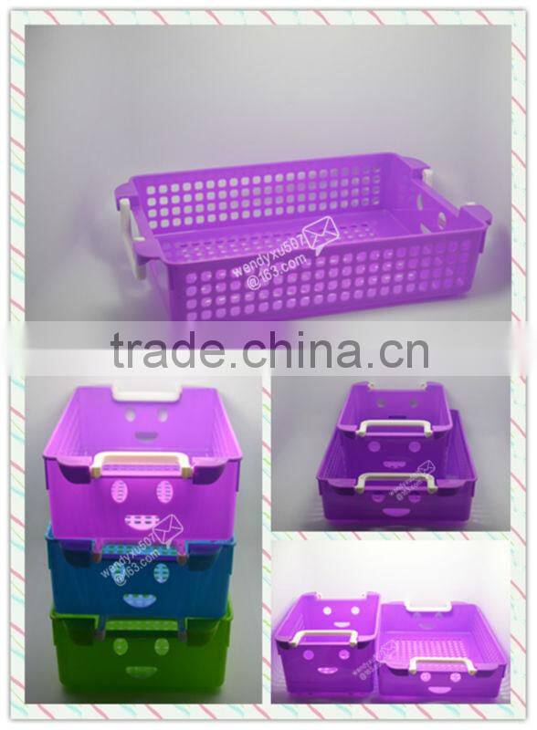 Plastic storage basket/basket/Handle basket/Smiling face baskets/Sundries Basket/oblong basket/small basket/Shopping Basket