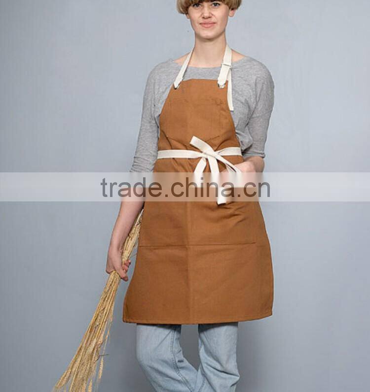 cheap wholesale canvas coffee shop apron with cotton webbing straps
