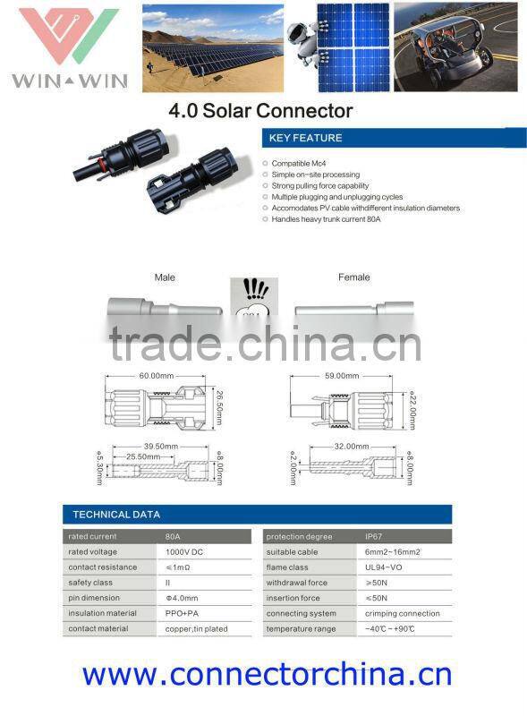 Wholesales Price TUV Approval Male & Female MC4 Cable Connector
