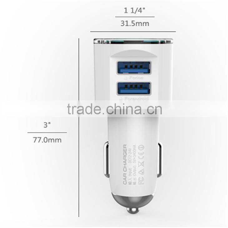 Wholesale 2016 New Highspeed 2 Port 5v 3.4A Phone Car Charger