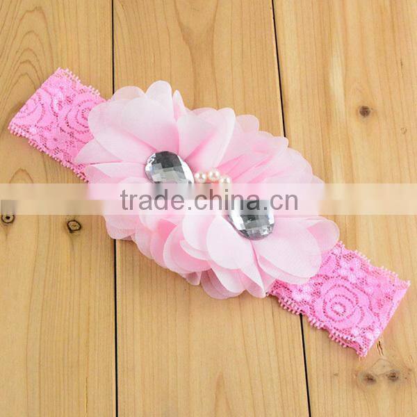bead diamonds headbands chiffon flower headband