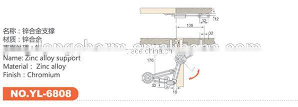 zinc alloy lid stay support for cabinet door