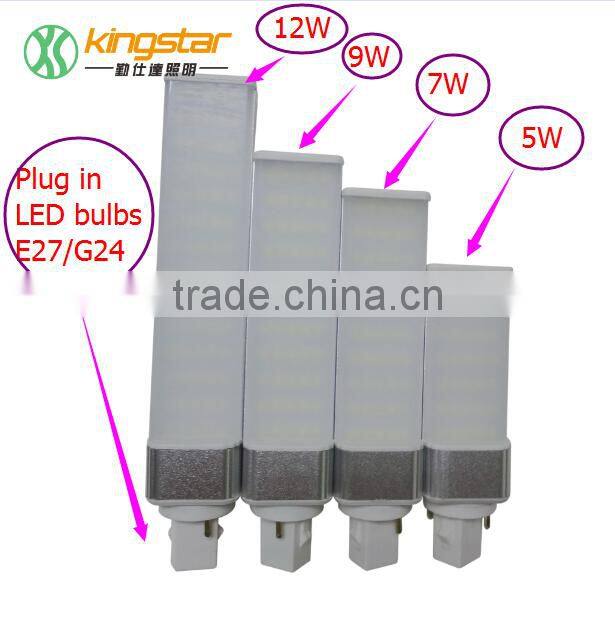 NEW Design G24 LED LAMPS Round&Square 5W/7W/9W/12W G23/G24/E27 LED Plug-in Light g24 led bulbs G24 LED lamp replacement