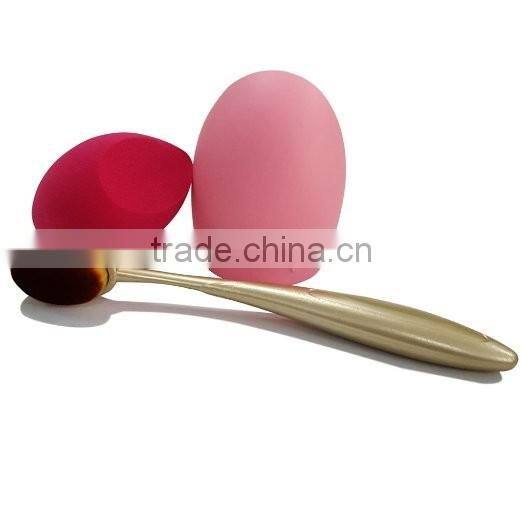 Cosmetic Cream Powder Blush Oval Makeup Brush+ Sponge Blender Flawless Puff+Brush cleaner