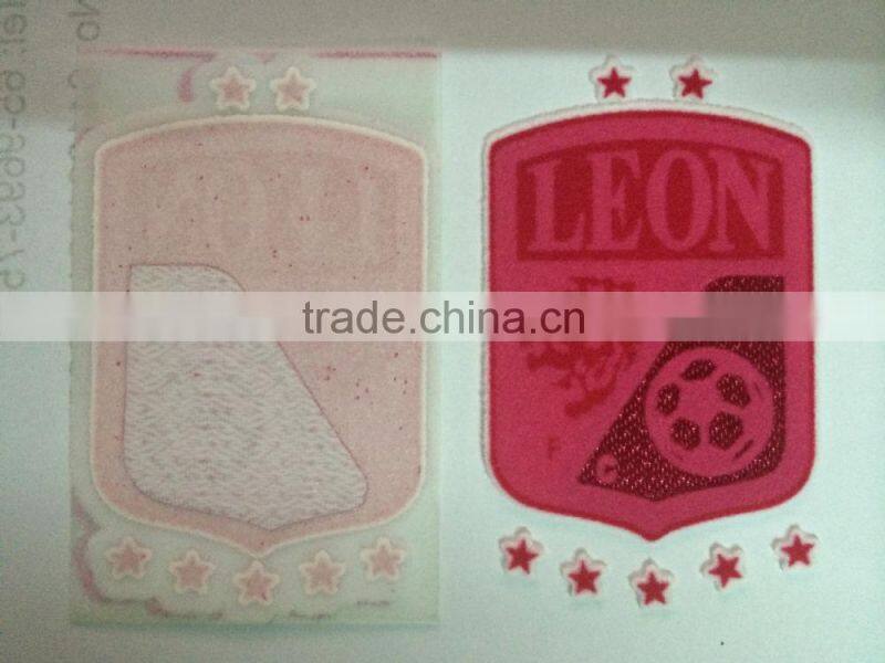 factory direct soccer patches 3d flock type label patch football badges garment usage flock patches