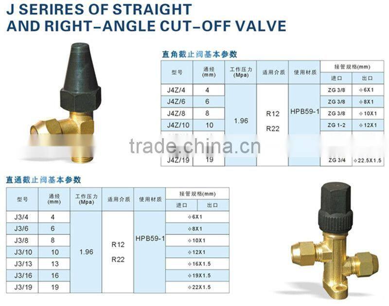 J serires of straight and right-angle cut-off valve different types of expansion valves